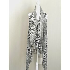 Cover Up Kimono Beach Black White Sheer Lightweight Boho Coveuup